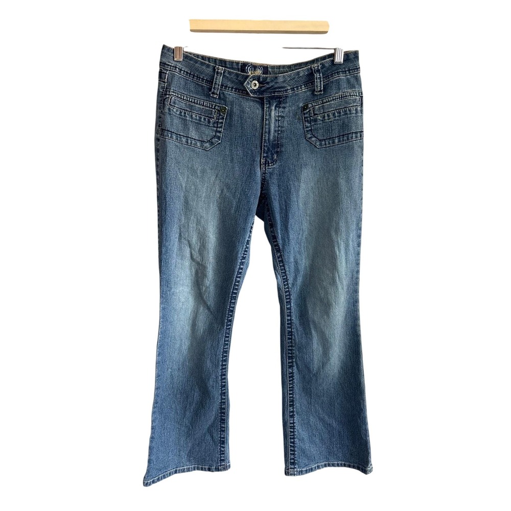 Angels Forever Young Women 10P Medium Wash Bootcut Stretch Jeans Y2K Pocket